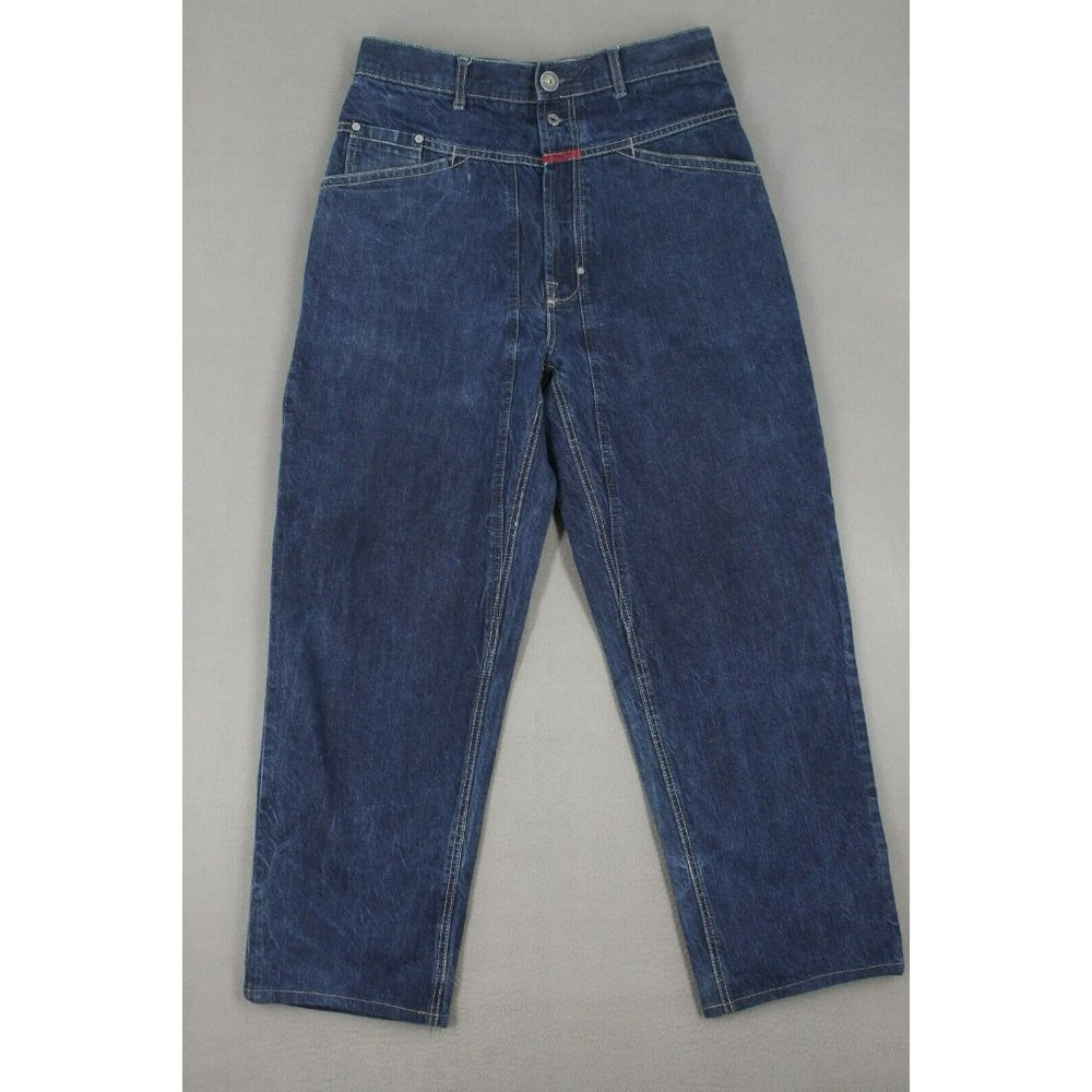 Vintage Marithe Francois Girbaud Mens 36x30 Straight Baggy Denim Dark Wash Jeans